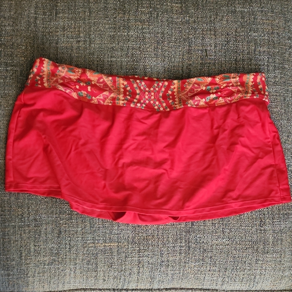 Red Skirt with Patterned Waistband